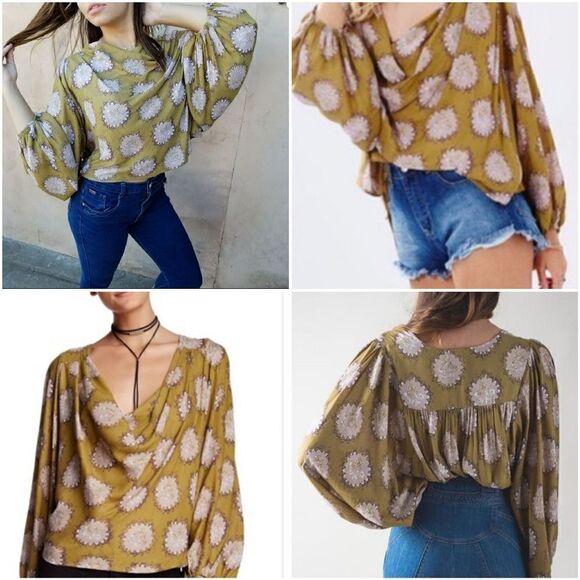 Free People Tops - FREE PEOPLE Cowling Around green with flowers